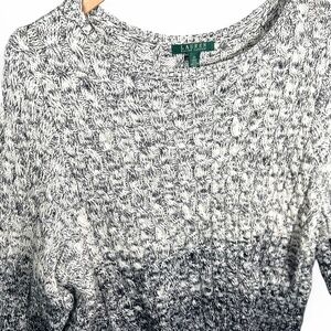 Ralph Lauren Womens‎ 2X Cable Knit Sweater Navy Ombre Cotton Blend Plus Size